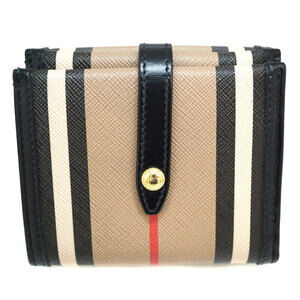 Burberry Brown Wallet Compact Black Leather Bifold